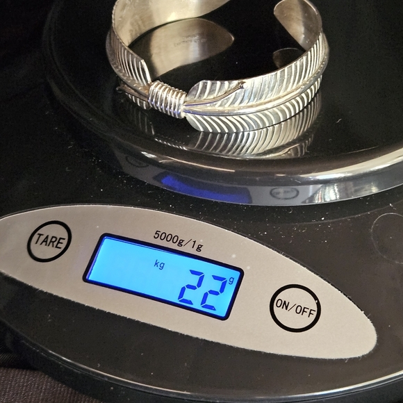 Douglas Etsitty Sterling Feather Cuff Bracelet Navajo Native American Signed - Picture 8 of 16